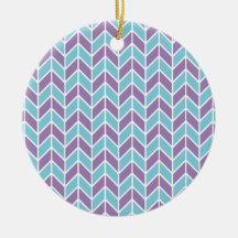 Blue and Purple Chevron Pattern Christmas Ornaments
