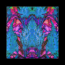 Blue and Purple Floral Flow Square Magnet magnets