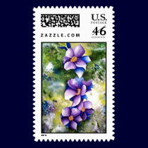 Blue and Purple Flowers Postage postage by artbyjolyn Blue and Purple Flowers Postage postage