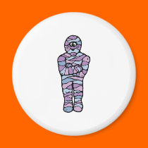 blue and purple goofy mummy magnets