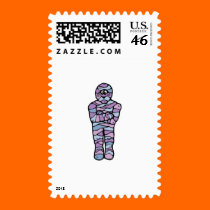 blue and purple goofy mummy stamps