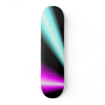 Blue and purple lightbeams on black skateboard