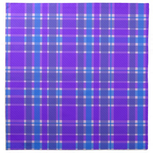 Blue and purple plaid printed napkins Zazzle