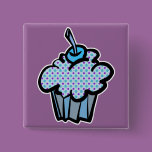 blue and purple polka dots cupcake