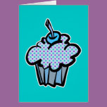 blue and purple polka dots cupcake