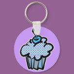 blue and purple polka dots cupcake