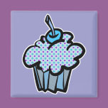 blue and purple polka dots cupcake