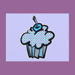 blue and purple polka dots cupcake