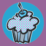 blue and purple polka dots cupcake