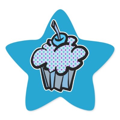 blue and purple polka dots cupcake star stickers Zazzle_sticker