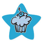 blue and purple polka dots cupcake star stickers