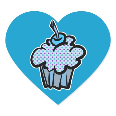 blue and purple polka dots cupcake sticker Zazzle_sticker