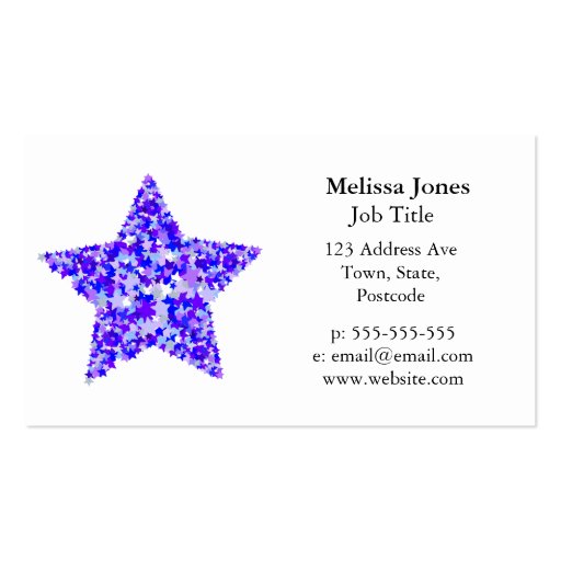 Blue and Purple Star of Stars Business Card Template (front side)