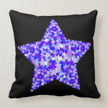 Blue and Purple Star of Stars Throw Pillows