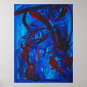 Blue and Red abstract face posters