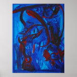 Blue and Red abstract Face Print