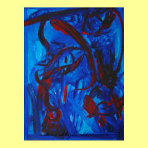 Blue and Red abstract Face posters