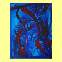 Blue and Red abstract face posters