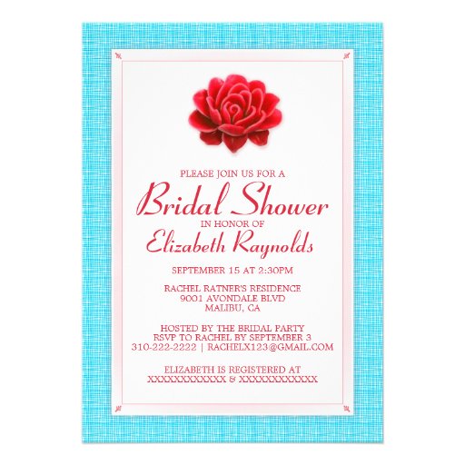 Blue and Red Bridal Shower Invitations