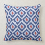Blue And Red Diamond Ikat Pattern Pillow
