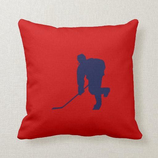 BLUE AND RED HOCKEY THROW PILLOW Zazzle