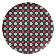 Blue and Red Polka Dots Pattern Gifts Plate
