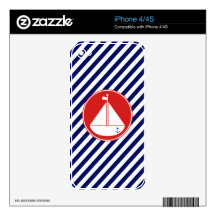 Blue and Red Sailboat iPhone 4 Skin