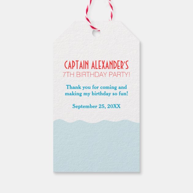 Blue and Red Sailboat Nautical Birthday Party Pack Of Gift Tags