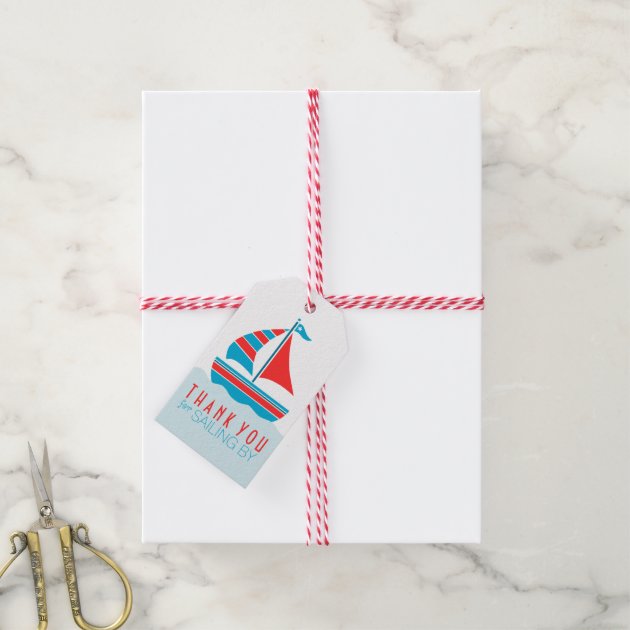Blue and Red Sailboat Nautical Birthday Party Pack Of Gift Tags-2