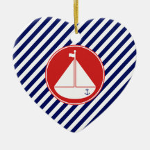 Blue and Red Sailboat Ornaments