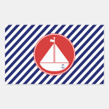 Blue and Red Sailboat Sticker