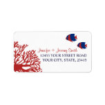 Blue and Red Tropcial Beach Address Custom Address Label