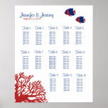 Blue and Red Tropical Fish Seating Chart 16x20 Print