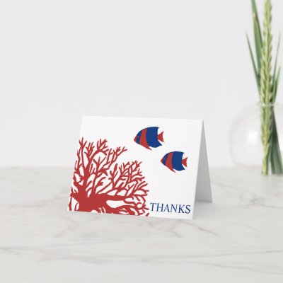 Blue and Red Tropical Fish Thank You Greeting Cards by TheBrideShop