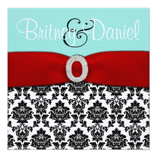 Blue and Red Wedding Invitations