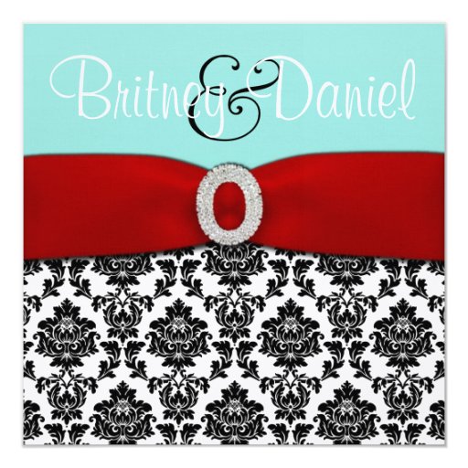Blue and Red Wedding Invitations Zazzle