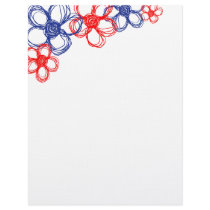 Blue and Red Wild Flowers Personalized Letterhead