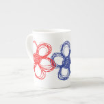 Blue and Red Wild Flowers Porcelain Mugs