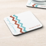 Blue and Red Zig Zag Pattern Drink Coasters