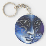 Blue and Silver Flair Carnival Mask Painting Key Chain