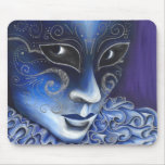 Blue and Silver Flair Carnival Mask Painting Mousepads