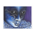Blue and Silver Flair Carnival Mask Painting postcards