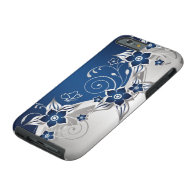 Blue and Silver Floral Tough iPhone 6 Case