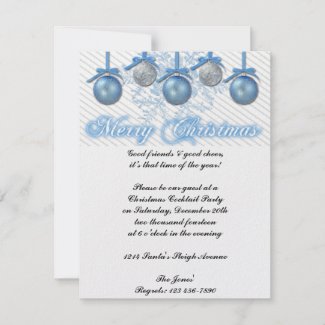 Blue and Silver Glitter Ornaments invitation