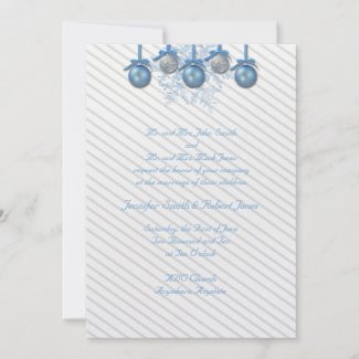 Blue and Silver Glitter Ornaments invitation