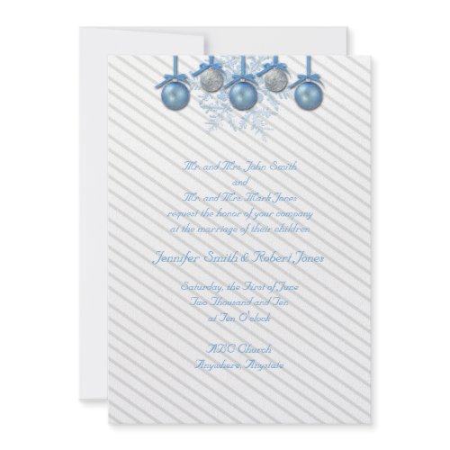 Blue and Silver Glitter Ornaments invitation