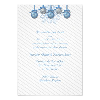 Blue and Silver Glitter Ornaments Personalized Invitation