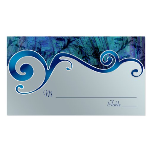 Blue and Silver Grey Wedding Place Cards Business Card (front side)