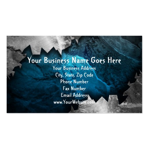Blue and Silver Grunge Metal/Stone Design Business Cards (front side)