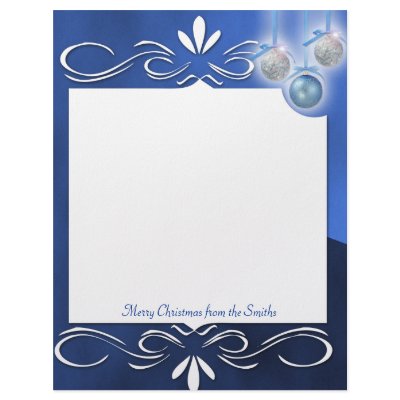 Blue and Silver Ornaments on a Blue Letterhead by NoteableExpressions